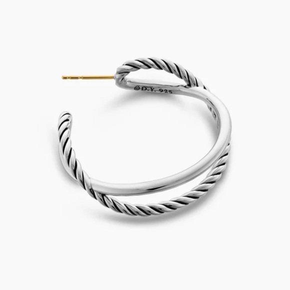 Brand New Elegant David Yurman Silver Hoop Earrings